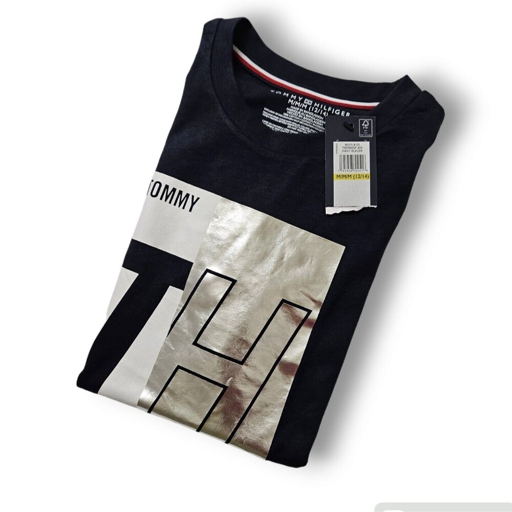 Tommy Hilfiger Boys Crew Neck Classic Short Sleeve T-Shirt Dark Blue Size M